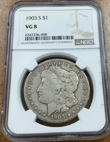 1903-S $1 MORGAN SILVER DOLLAR - NGC VG8