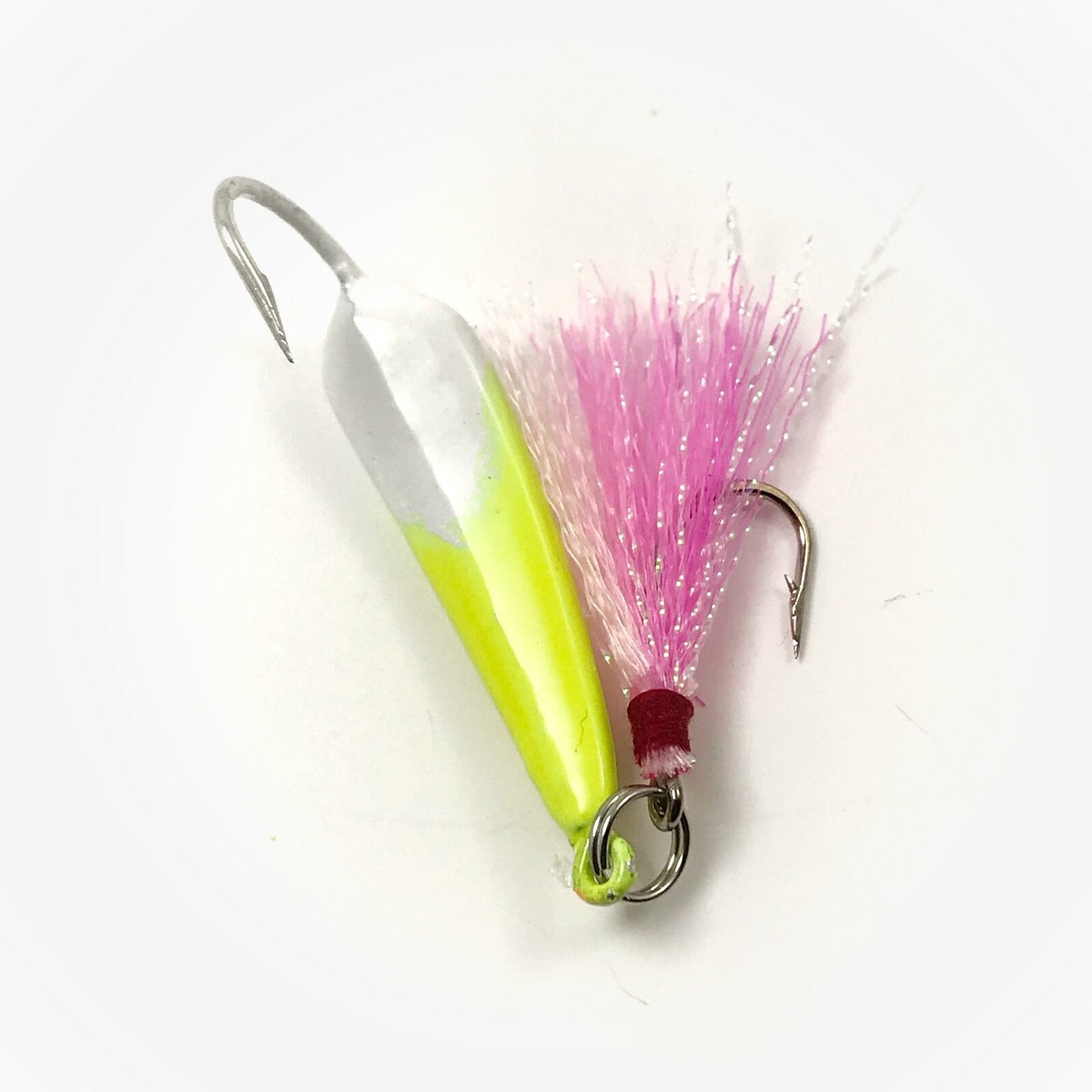 5 Jig Per Pompano T&amp;A JIGS, Verde Chartreuse Con Teaser Rosa, 3/8 1/2 3/4 Oz