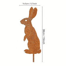 Rustic Metal Rabbit Garden Stake - Rusty Bunny Silhouette, Outdoor Yard Art for 
