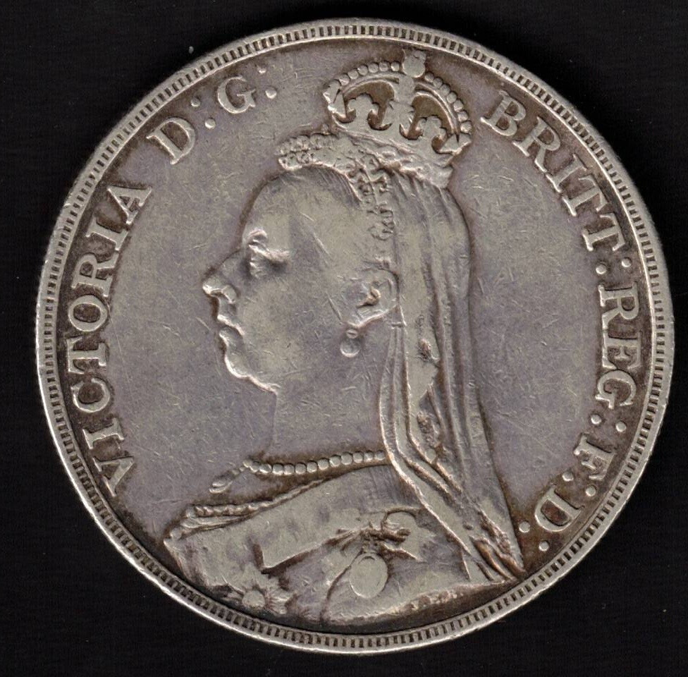 MONEDA GRAN BRETAÑA CROWN 1889 REINA VICTORIA CORONA - PLATA