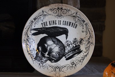  PLATTER/APPETIZER ETC OR USE AS WALL DECOR PLATE ''THE KING IS CROWNED'' SKULL..