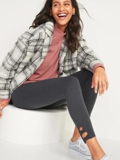 NWT Old Navy High-Rise Side-Knot Jersey Leggings Pants Dark Gray Women L XL XXL
