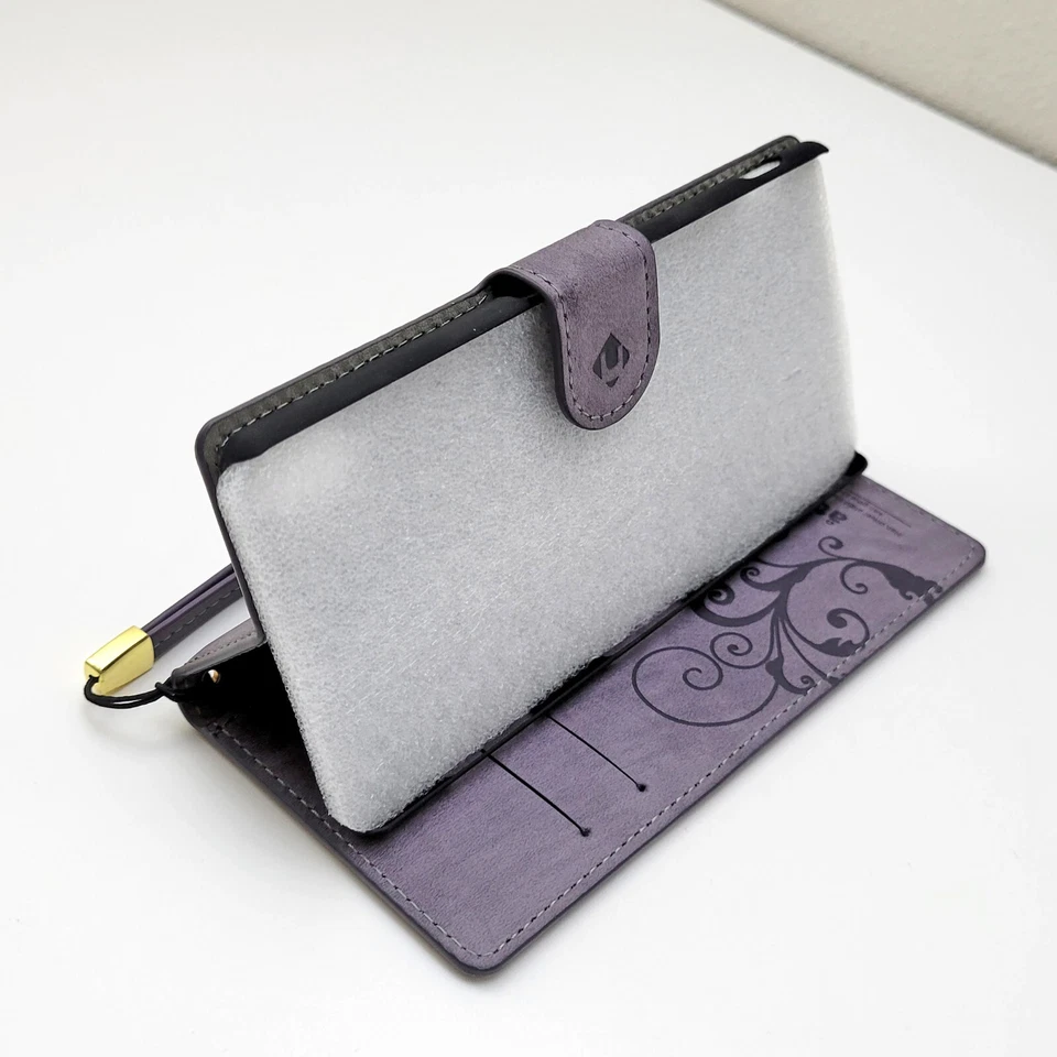 Чехол-бумажник Sony Xperia Z3 для сотового телефона складная подставка фиолетовые лавандовые завитки - Изображение 3 из 4