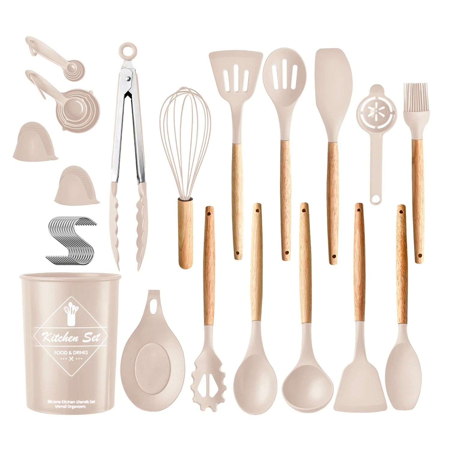 New 35Pcs Kitchen Utensil Set with Holder, Spatula, Whisk, Tongs, Spoons