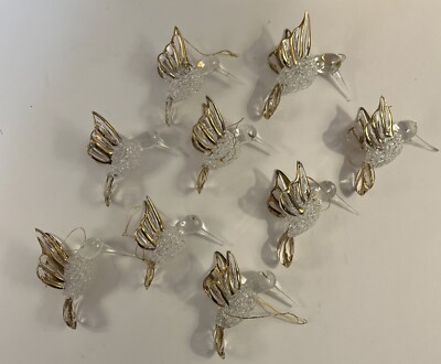 Gold/Glass Hummingbird Ornament Set 