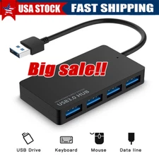 USB 3.0 4 Port Hub Splitter For PC Mac MacBook Notebook Laptop Desktop Portable