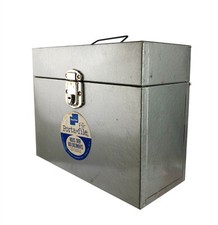 Hamilton Porta File Metal Document Box Gray Industrial Organizer Case No Key