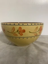 Over and Back 10.5" Salad Mixing Bowl | Portugal Yellow Hand Painted Floral VTG