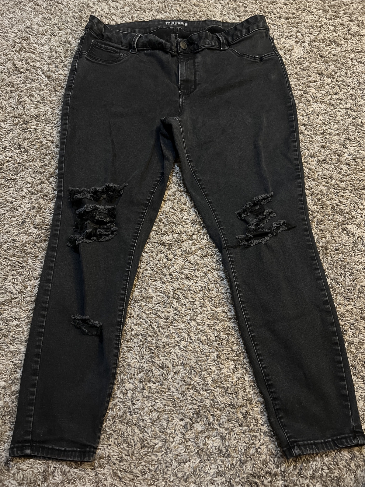 Womens Plus Size Black Maurices Ripped Jeans Size 20… Gem