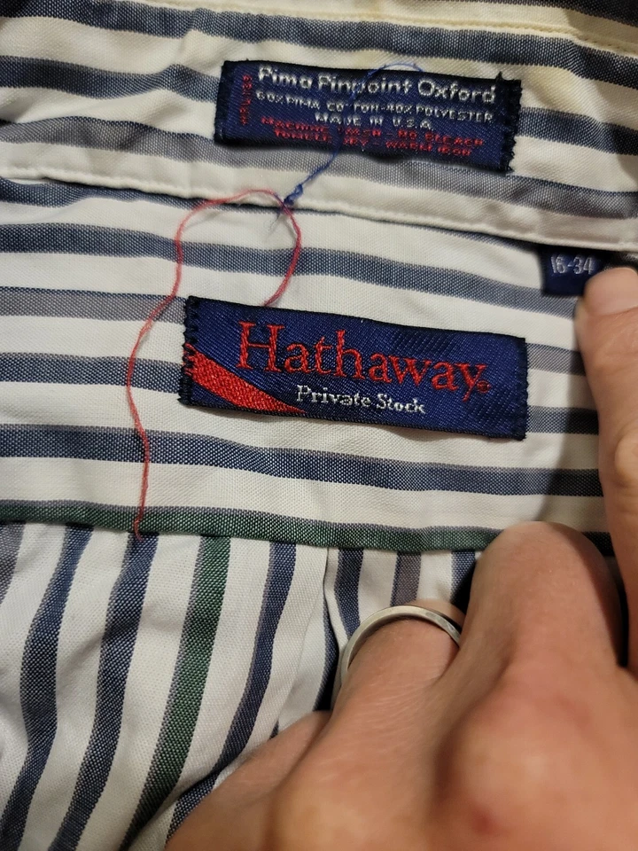 Рубашка на пуговицах Hathaway Private Stock Pima Pinpoint Oxford в полоску размер 16 34 - Изображение 4 из 4