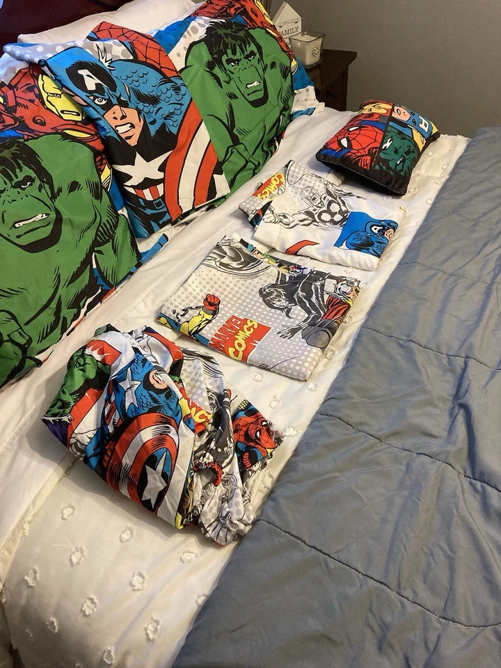 Juego de cama Avengers Comic Cool tamaño completo. 8 piezas ver descripción de lo que está incluido Foto 4 de 4