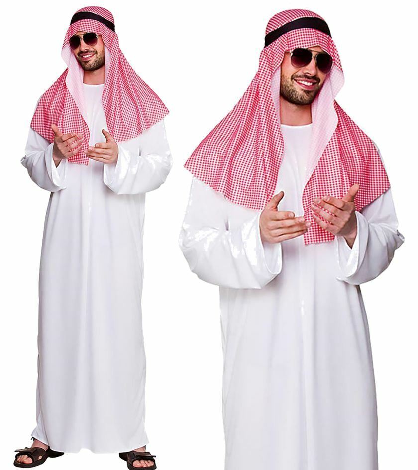 Adult ARAB SHEIKH RED Middle Eastern Desert Fancy Dress Costume Sultan  Arabian | eBay