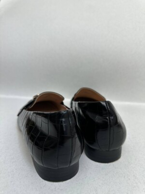ZARA Womens Shoes Black Croc Embossed Semi Pointed Toe Flats  display picture 1
