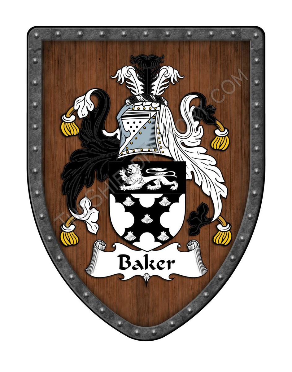 Baker Coat of Arms Custom Family Crest , Hanging Wall Shield