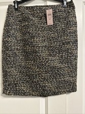 Ann Taylor Loft Womens Skirt Brown Gold Tweed Lined Knee Length Size 4P