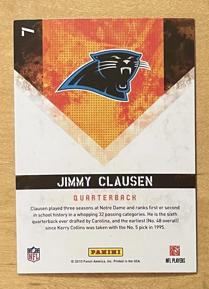 Jimmy Clausen 2010 Panini Score Hot Rookies Insert #7 Mint Carolina Panthers - Image 2 of 2