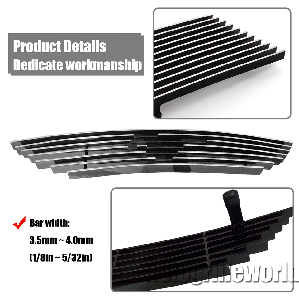  Fits 1994-98 Ford Mustang Front Chrome Main Upper Billet Grill Grille Insert Foto 4 de 4