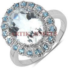 Natural Blue Topaz Gemstone with 925 Sterling Silver Ring for Women's 3335