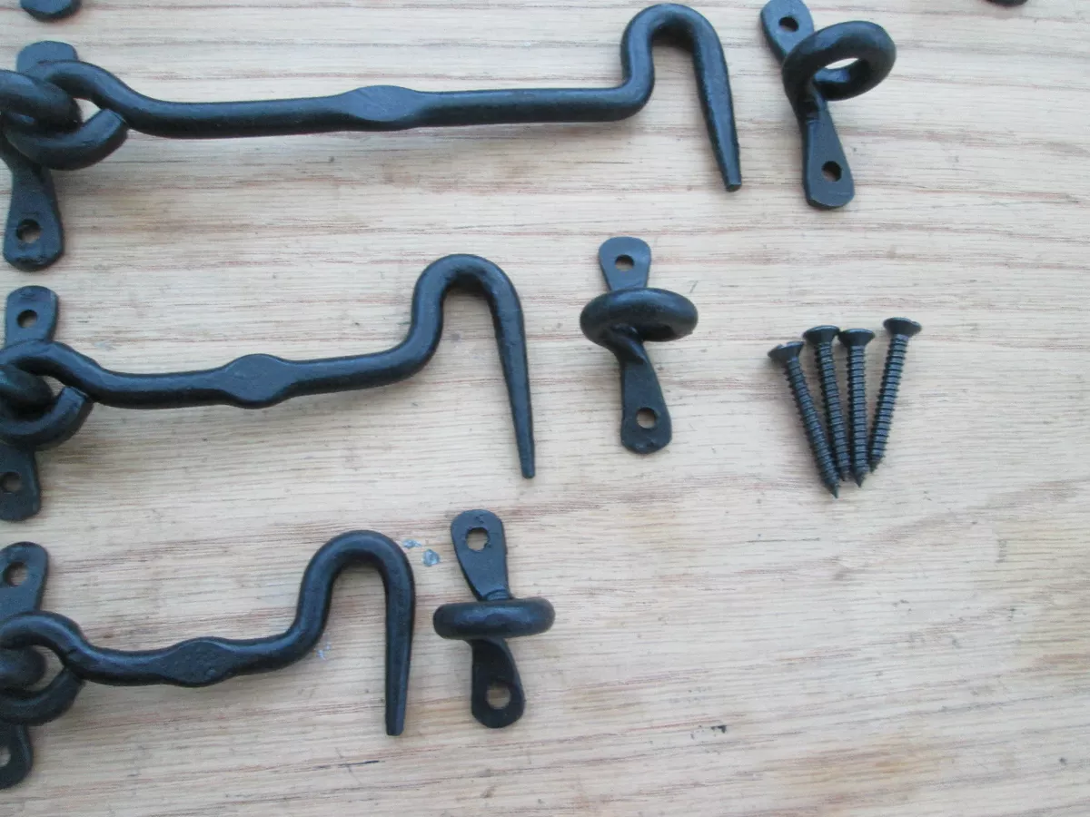 Wrought Iron Hand forged blacksmith Cabin Hook and Eye Shed Gate