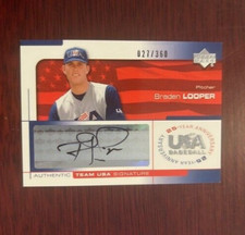2004 UD Team USA Baseball BRADEN LOOPER Certified Autographed Card