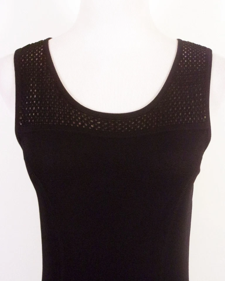 Usado en Excelente Condición Vestido Cynthia Rowley Tejido Pequeño Negro Sólido Línea A Rayón Nylon Talla S Foto 2 de 4