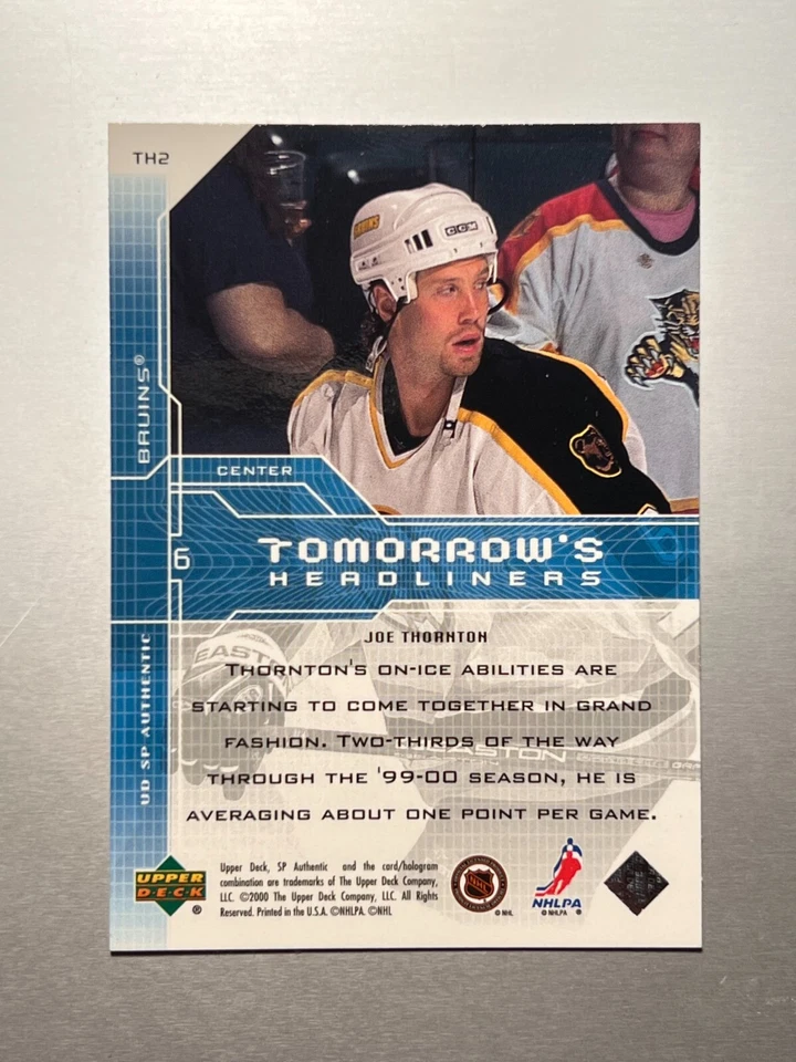 1999-00 SP AUTHENTIC JOE THORNTON TOMORROW'S HEADLINERS #TH2 BOSTON BRUINS - Image 2 of 2