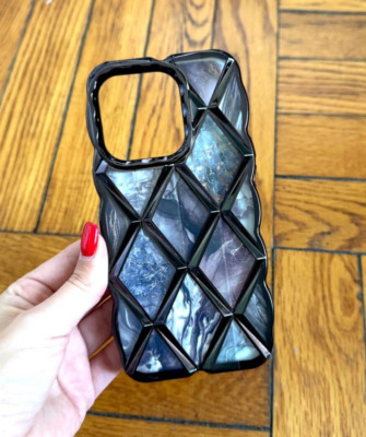 Electroplated Geometric Gradient Marble iPhone 14 Pro Case New