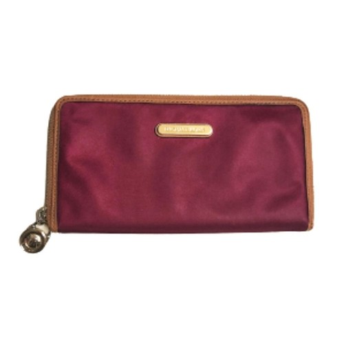 Michael Kors Kempton | Nylon Goldtone Zip Around Continental Wallet Burgundy/Tan