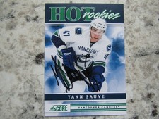 Vancouver Canucks Yann Sauve Signed Autographed 2011 Score Hot Rookies Mint