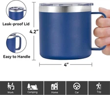 Insulated Coffee Mug Bulk with Handle, Stainless Steel Travel Coffee Mug