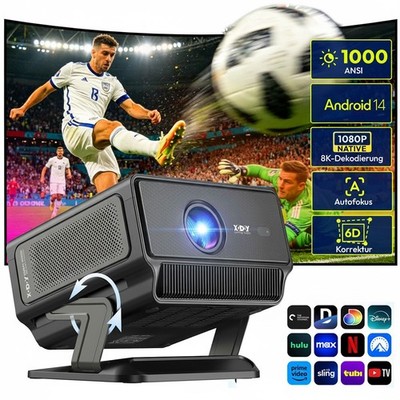 XGODY 8K 4K Beamer Android 14.0 Projektor Autofokus Heimkino 1000ANSI WIFI HDMI