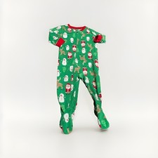 Christmas Print PJ Carters Footed Fleece Pajama Infant Sz 12 Mo