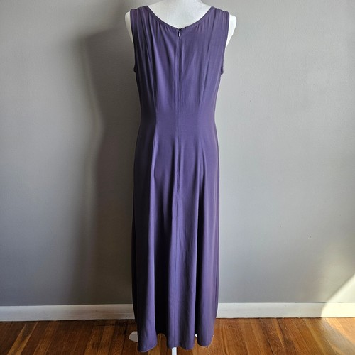 Maxi Vestido Vintage Años 90 Púrpura Dos Piezas Crochet Flores Talla 8 | Mediano - Imagen 14 de 20