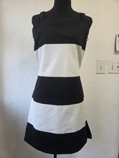 Stripe Midi Dress Black & White Size XL Belted