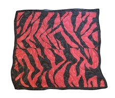 100 Silk Small Square 20"x20" Scarf Red Black Zebra Animal Print Lightweight