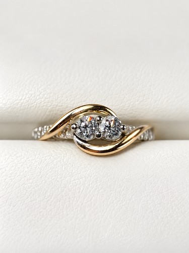 Kay Jewelers 14K Two-Tone Gold Eternity Ring w/ Round White Diamond, Size 5