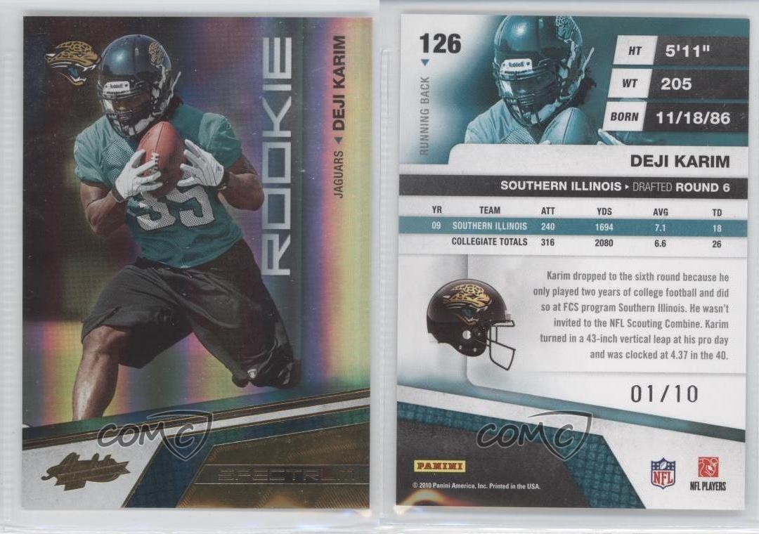 2010 Panini Absolute Memorabilia Spectrum Gold 1/10 Deji Karim Rookie RC 0b2