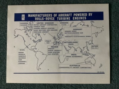 Rolls Royce Print, Flugzeug angetrieben von Turbinentriebwerken, Hersteller 1966