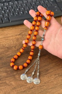 Islamic Prayer bakelite amber  Rosary. 13*10mm. 33 beads.Tasbih, Handmade