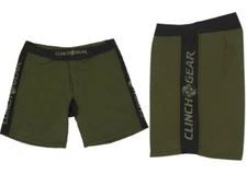CLINCH GEAR Fight Shorts - MMA Wrestling - Green - Men's Sizes 28, 30, 32