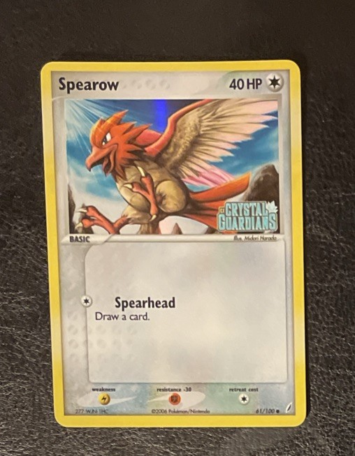 Pokémon Card Spearow 61/100 Crystal Guardians Reverse Holo Stamped NM