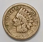 1859 Penny Indian Head Penny 1 Cent Coin Cleaned Worn