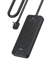 Anker Surge Protector Flat Plug Power Strip 2100J , 12 AC Outlets, 5feet Flat Ex