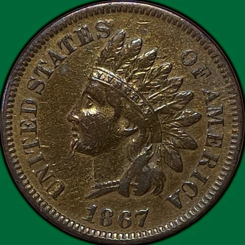 1867 Indian Head Cent Extremely Fine XF Coin, Cleaning #36560