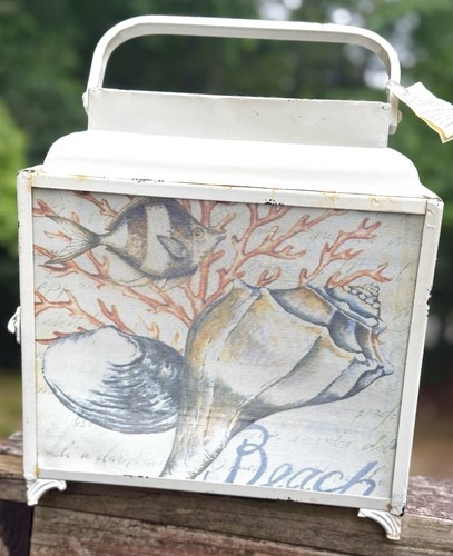 Coral Fish Screen Lantern Garden Home Decor Metal 15x11” Regal Art & Gift