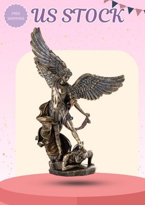 14.5'' Archangel St Michael Statue, Cold-Cast Bronze Angel Figurine