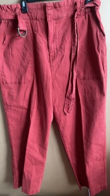 NWT TimeAndTru Ladies Red High Rise Paperbag Waist Pant With Belt. Size 18. Cute