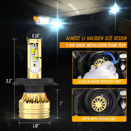 LED Headlight Bulbs Kit Hi-Lo Beam Foglight For Mercedes-Benz G550 2009-2010 - Picture 4 of 15