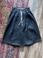 Comme Des Garcons CDG Black Cotton Tricot Drawstring Drop Crotch Pants Shorts