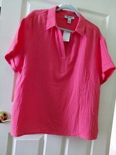 New With Tags Nine West Women's Plus Size 1X Coral Color V-Neck Soft Blouse